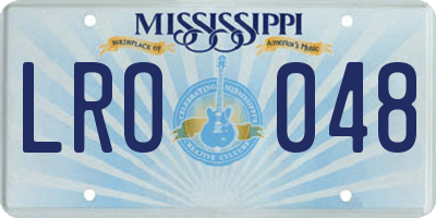 MS license plate LRO048