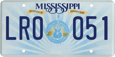MS license plate LRO051