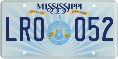 MS license plate LRO052