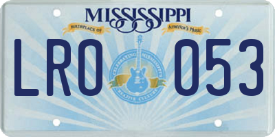 MS license plate LRO053