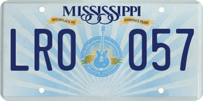 MS license plate LRO057