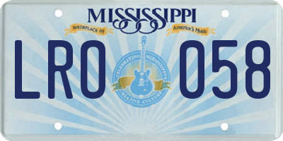 MS license plate LRO058