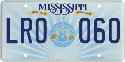 MS license plate LRO060