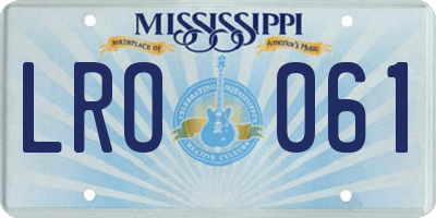 MS license plate LRO061