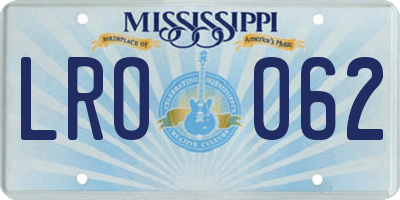 MS license plate LRO062
