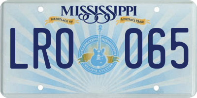 MS license plate LRO065
