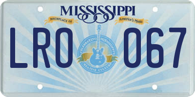 MS license plate LRO067