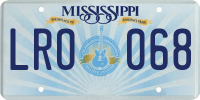 MS license plate LRO068