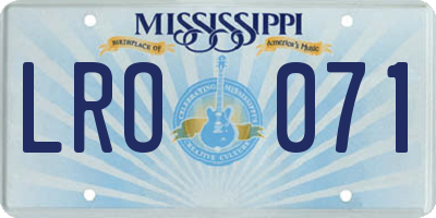 MS license plate LRO071