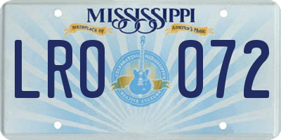 MS license plate LRO072