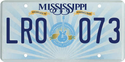 MS license plate LRO073