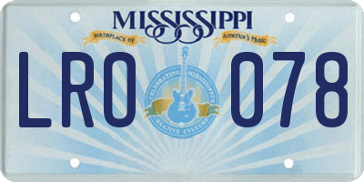 MS license plate LRO078