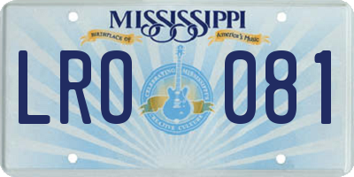 MS license plate LRO081