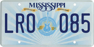 MS license plate LRO085