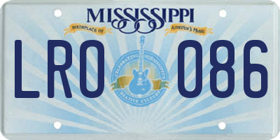 MS license plate LRO086