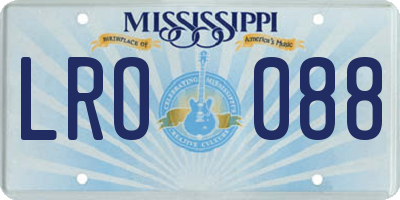 MS license plate LRO088