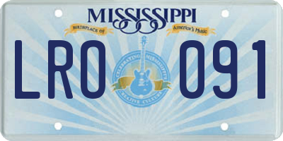MS license plate LRO091