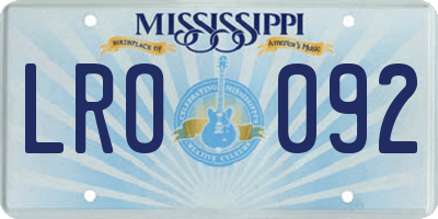 MS license plate LRO092