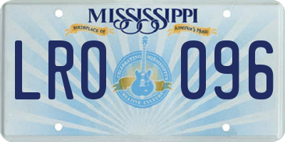 MS license plate LRO096