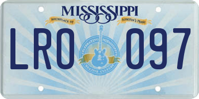 MS license plate LRO097