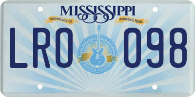 MS license plate LRO098