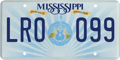 MS license plate LRO099