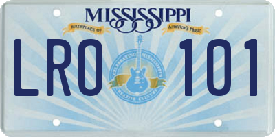 MS license plate LRO101
