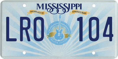 MS license plate LRO104