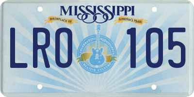 MS license plate LRO105