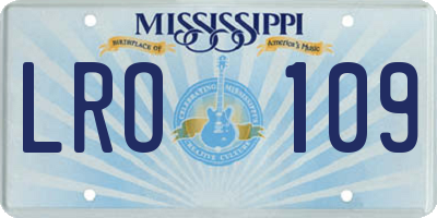 MS license plate LRO109