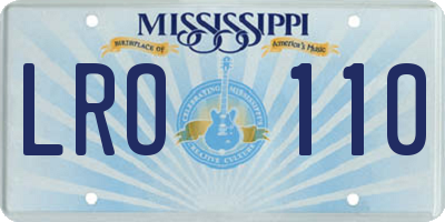 MS license plate LRO110