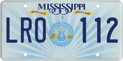 MS license plate LRO112
