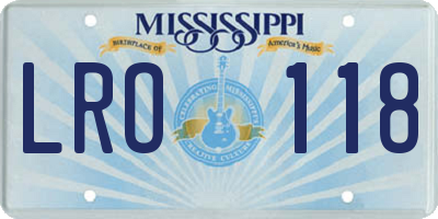 MS license plate LRO118