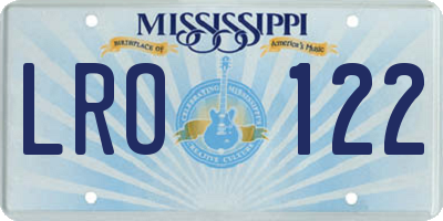 MS license plate LRO122