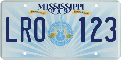 MS license plate LRO123