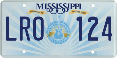 MS license plate LRO124