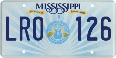 MS license plate LRO126