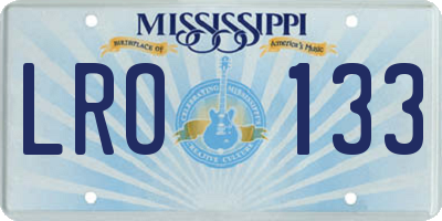MS license plate LRO133