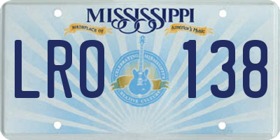 MS license plate LRO138