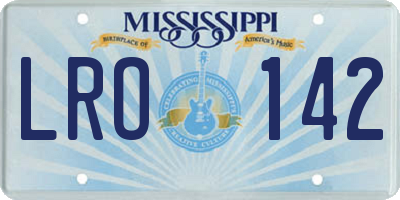 MS license plate LRO142