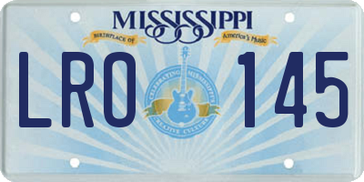MS license plate LRO145