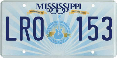 MS license plate LRO153