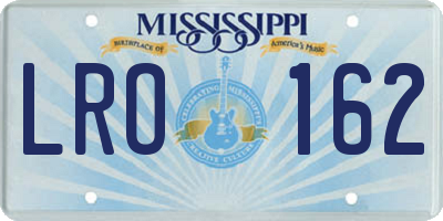 MS license plate LRO162