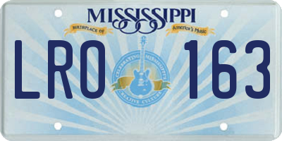 MS license plate LRO163