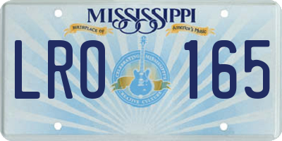 MS license plate LRO165