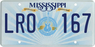 MS license plate LRO167