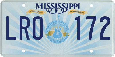 MS license plate LRO172