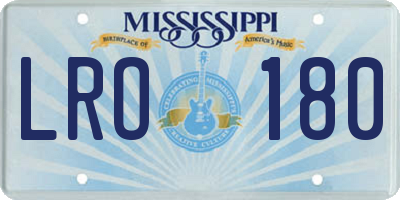 MS license plate LRO180