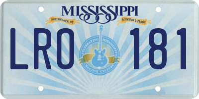 MS license plate LRO181