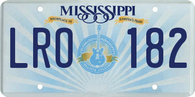 MS license plate LRO182